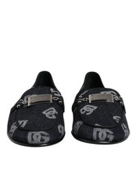 Dolce & Gabbana Blue Logo Cotton Loafers Formal Dress Men's Shoes