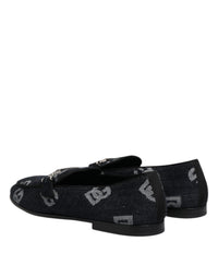 Dolce & Gabbana Blue Logo Cotton Loafers Formal Dress Men's Shoes