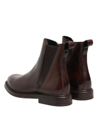 Dolce & Gabbana Brown Chelsea Leather Mid Calf Boots Men's Shoes