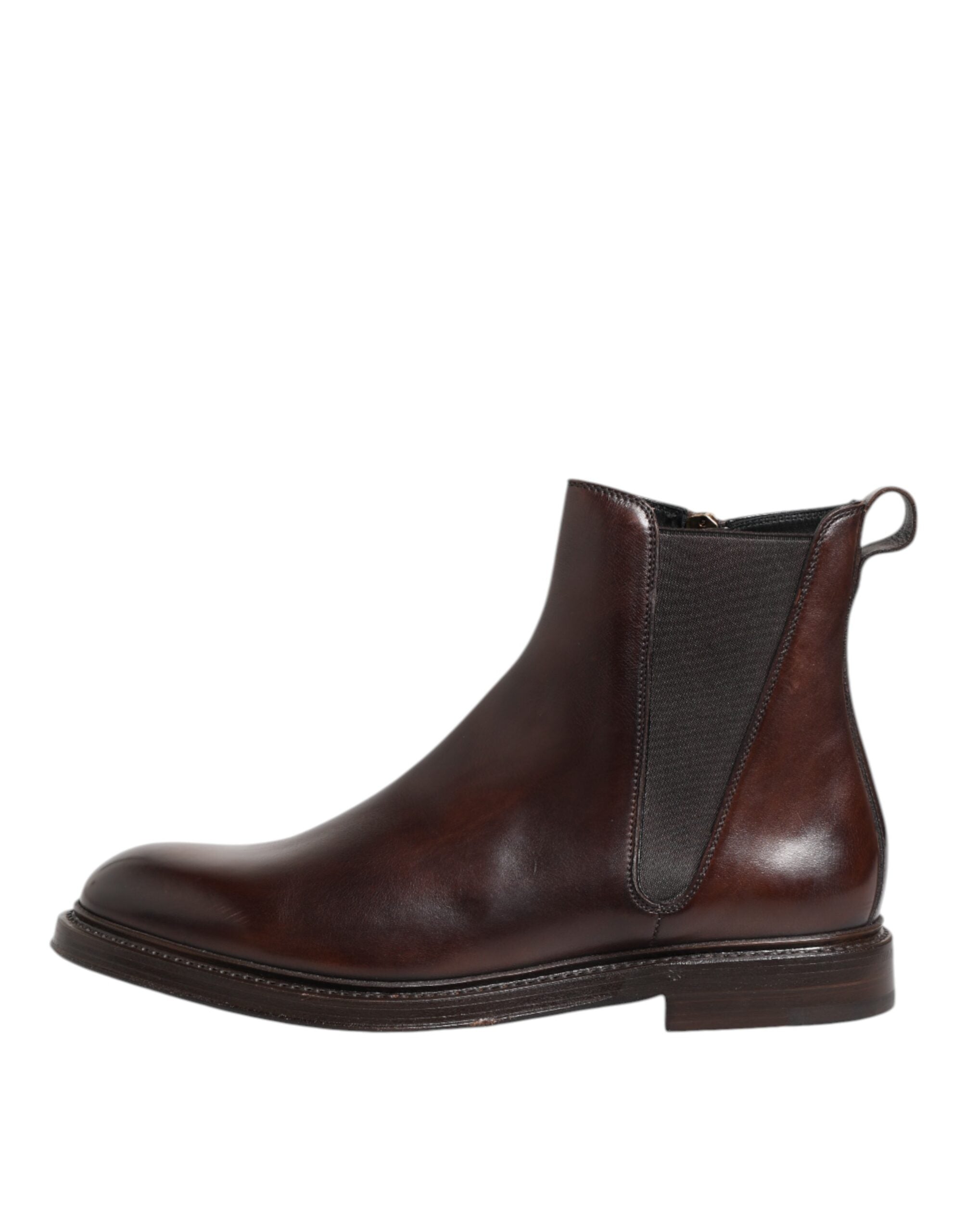 Dolce & Gabbana Brown Chelsea Leather Mid Calf Boots Men's Shoes