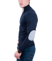 Real Cashmere Dark Blue Half Zip Fine Cashmere Blend Mens Sweater