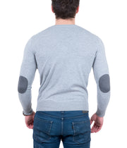 Real Cashmere Light Grey V-Neck Fine Cashmere Blend Mens Sweater