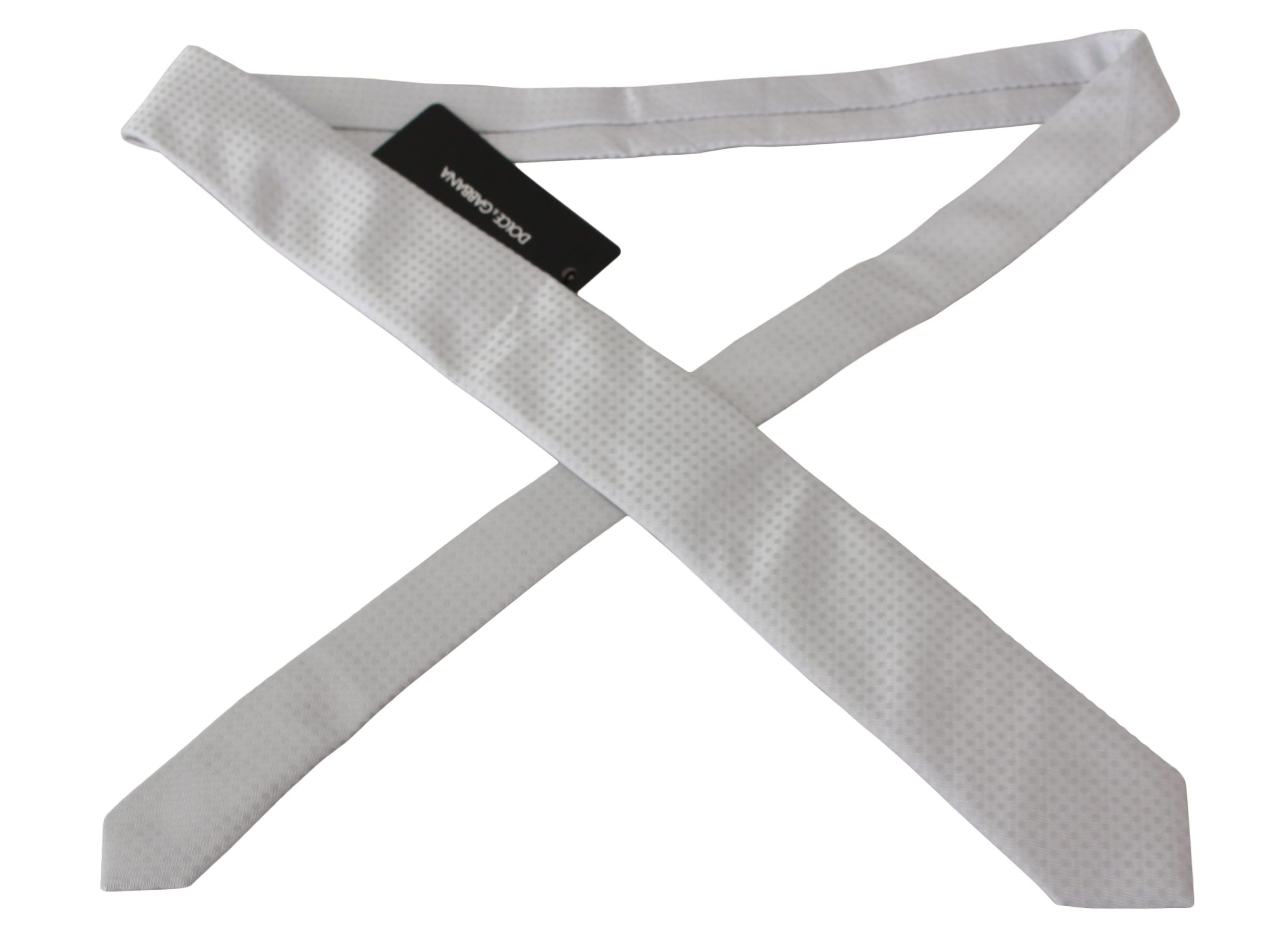 Dolce & Gabbana Dolce & Gabbana White Patterned Classic Mens Slim NeckMen's Men's Tie