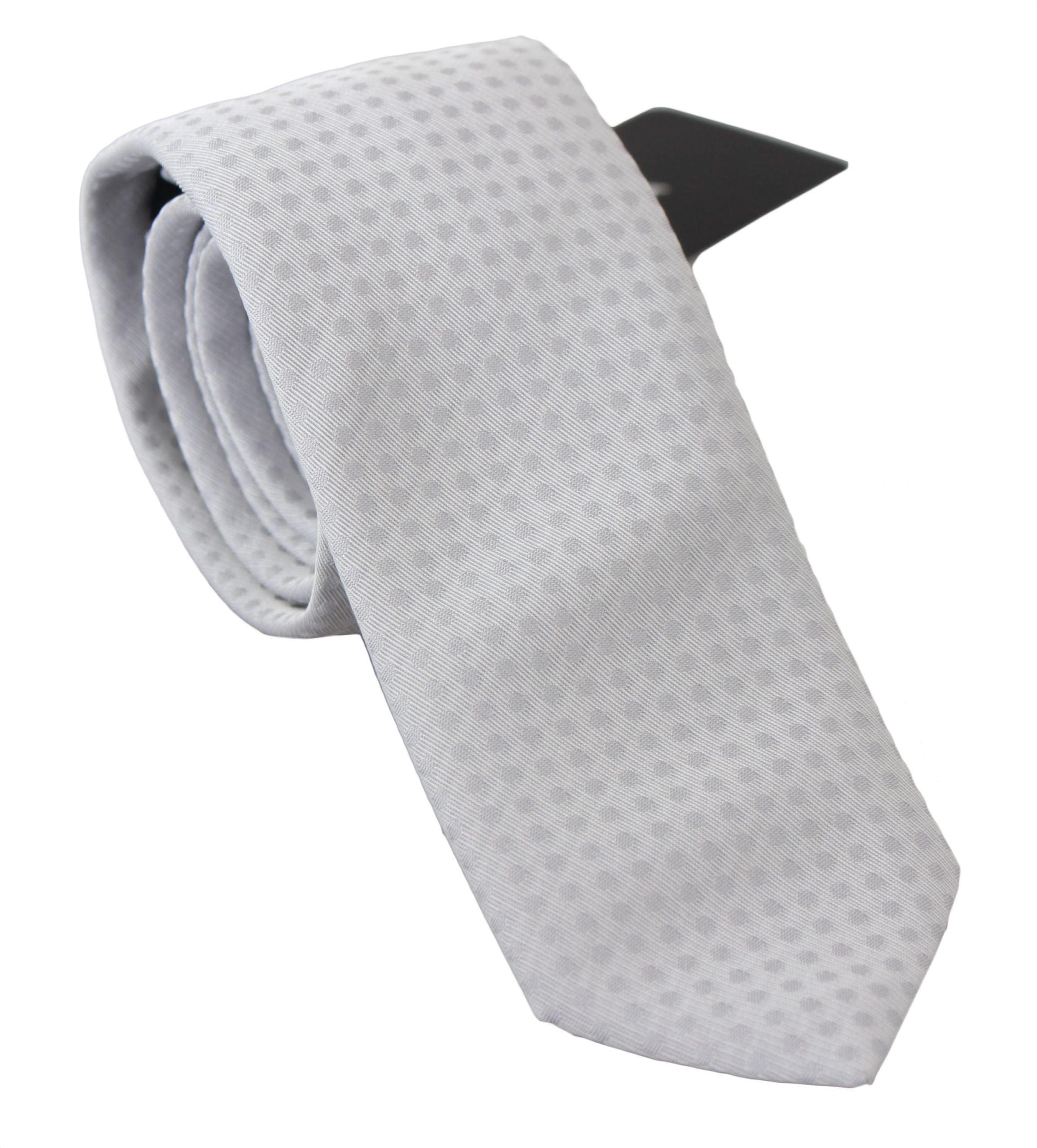Dolce & Gabbana Dolce & Gabbana White Patterned Classic Mens Slim NeckMen's Men's Tie