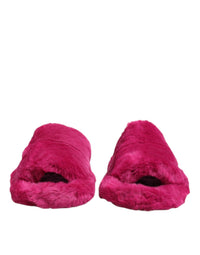Dolce & Gabbana Dolce & Gabbana Pink Acrylic Faux Fur Mens Flats Sandals Men's Shoes