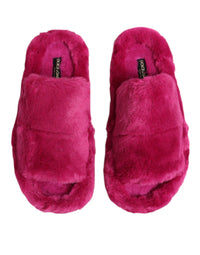 Dolce & Gabbana Dolce & Gabbana Pink Acrylic Faux Fur Mens Flats Sandals Men's Shoes