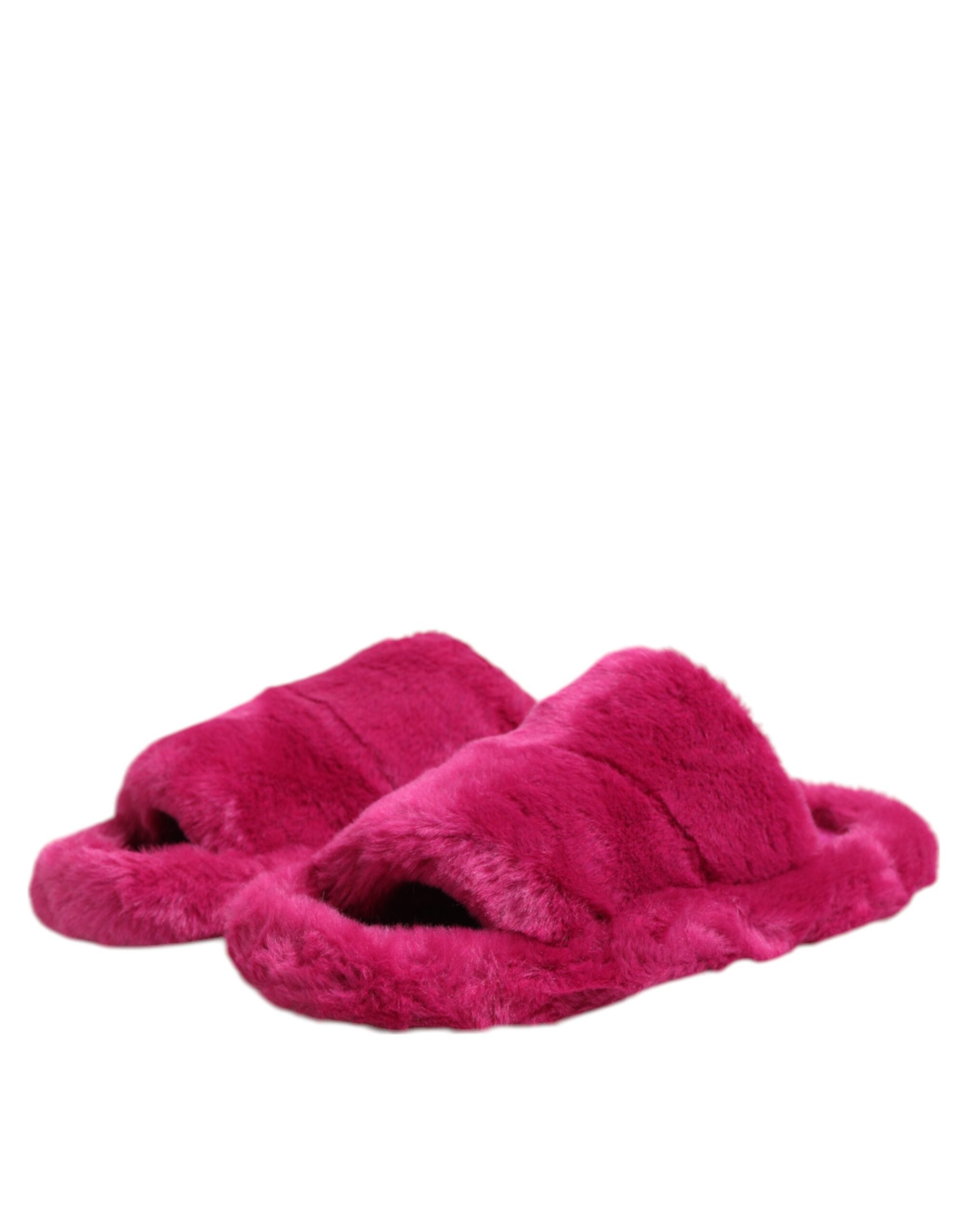 Dolce & Gabbana Dolce & Gabbana Pink Acrylic Faux Fur Mens Flats Sandals Men's Shoes