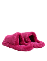 Dolce & Gabbana Dolce & Gabbana Pink Acrylic Faux Fur Mens Flats Sandals Men's Shoes