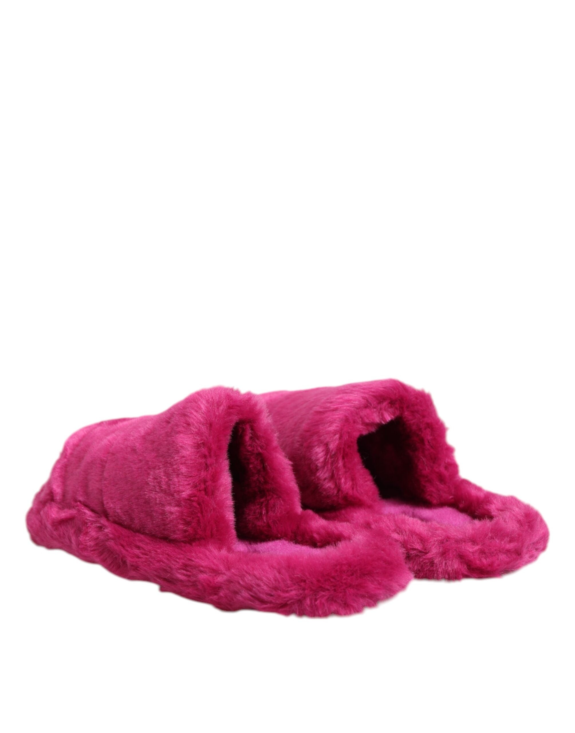 Dolce & Gabbana Dolce & Gabbana Pink Acrylic Faux Fur Mens Flats Sandals Men's Shoes
