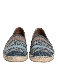 Dolce & Gabbana Dolce & Gabbana Blue Gray Woven Leather Buffalo Espadrille Men's Shoes