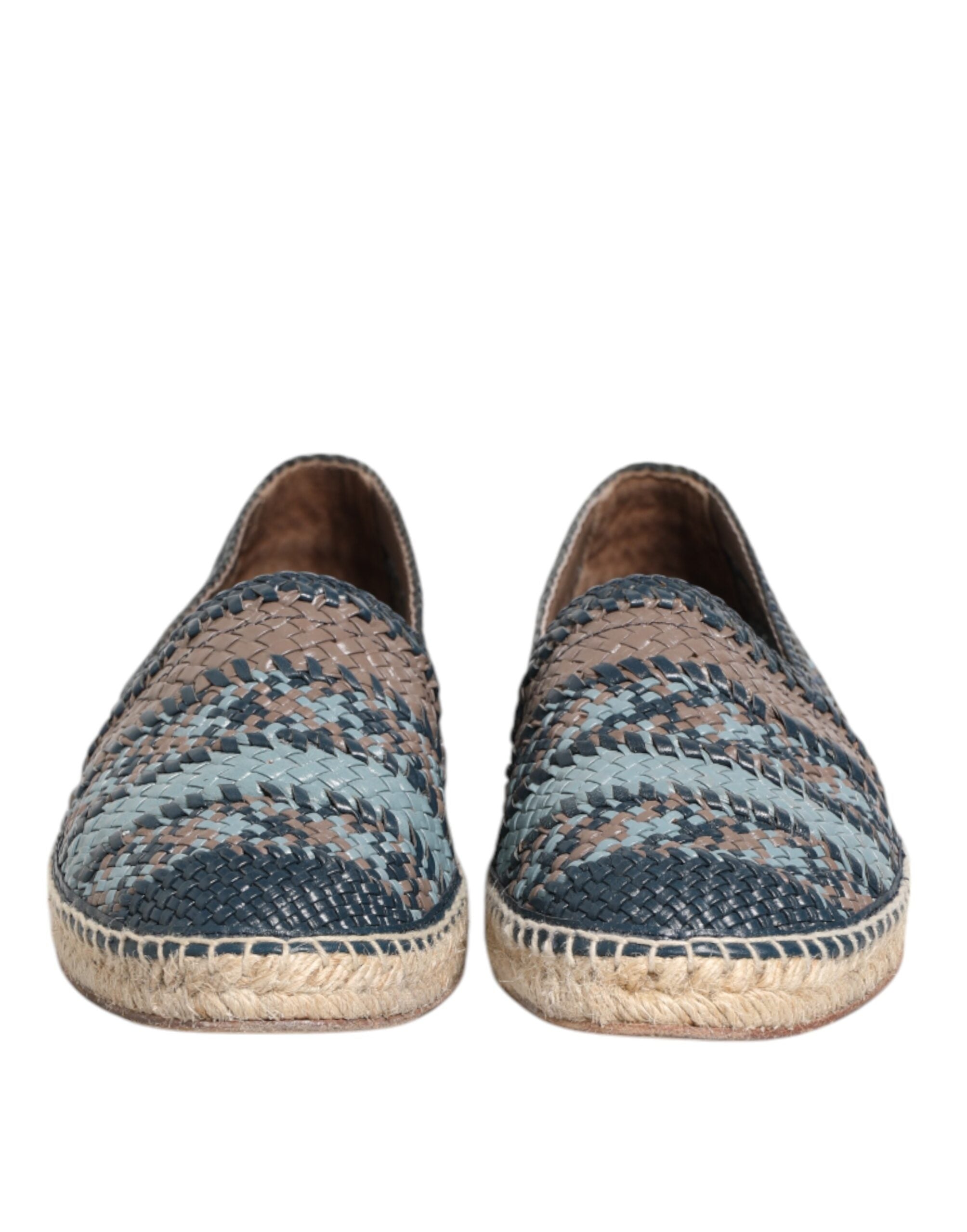 Dolce & Gabbana Dolce & Gabbana Blue Gray Woven Leather Buffalo Espadrille Men's Shoes