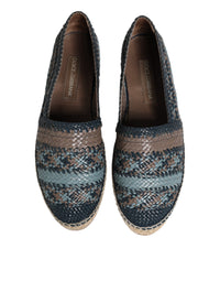 Dolce & Gabbana Dolce & Gabbana Blue Gray Woven Leather Buffalo Espadrille Men's Shoes