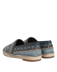 Dolce & Gabbana Dolce & Gabbana Blue Gray Woven Leather Buffalo Espadrille Men's Shoes