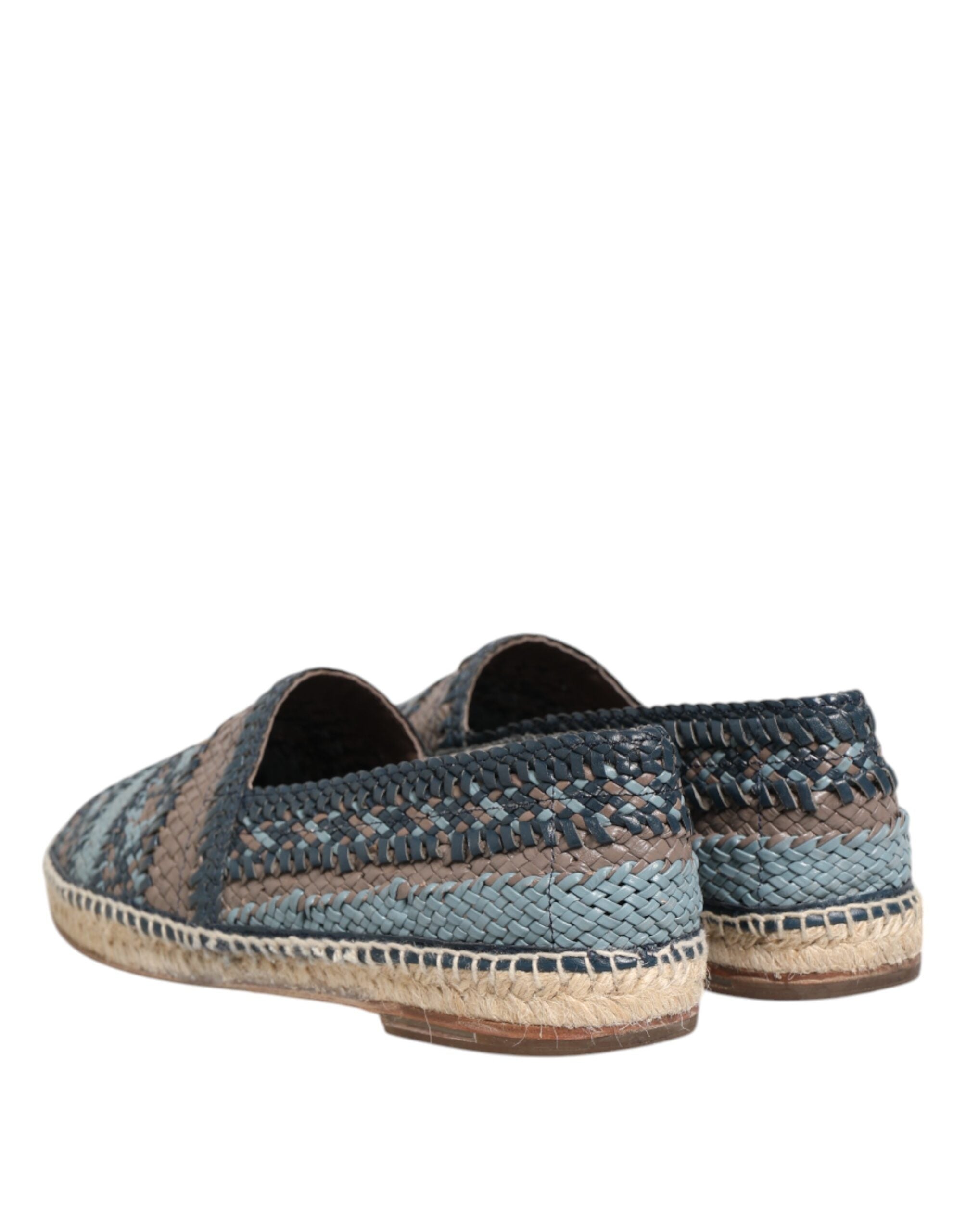 Dolce & Gabbana Dolce & Gabbana Blue Gray Woven Leather Buffalo Espadrille Men's Shoes