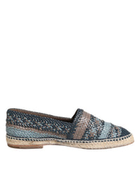 Dolce & Gabbana Dolce & Gabbana Blue Gray Woven Leather Buffalo Espadrille Men's Shoes