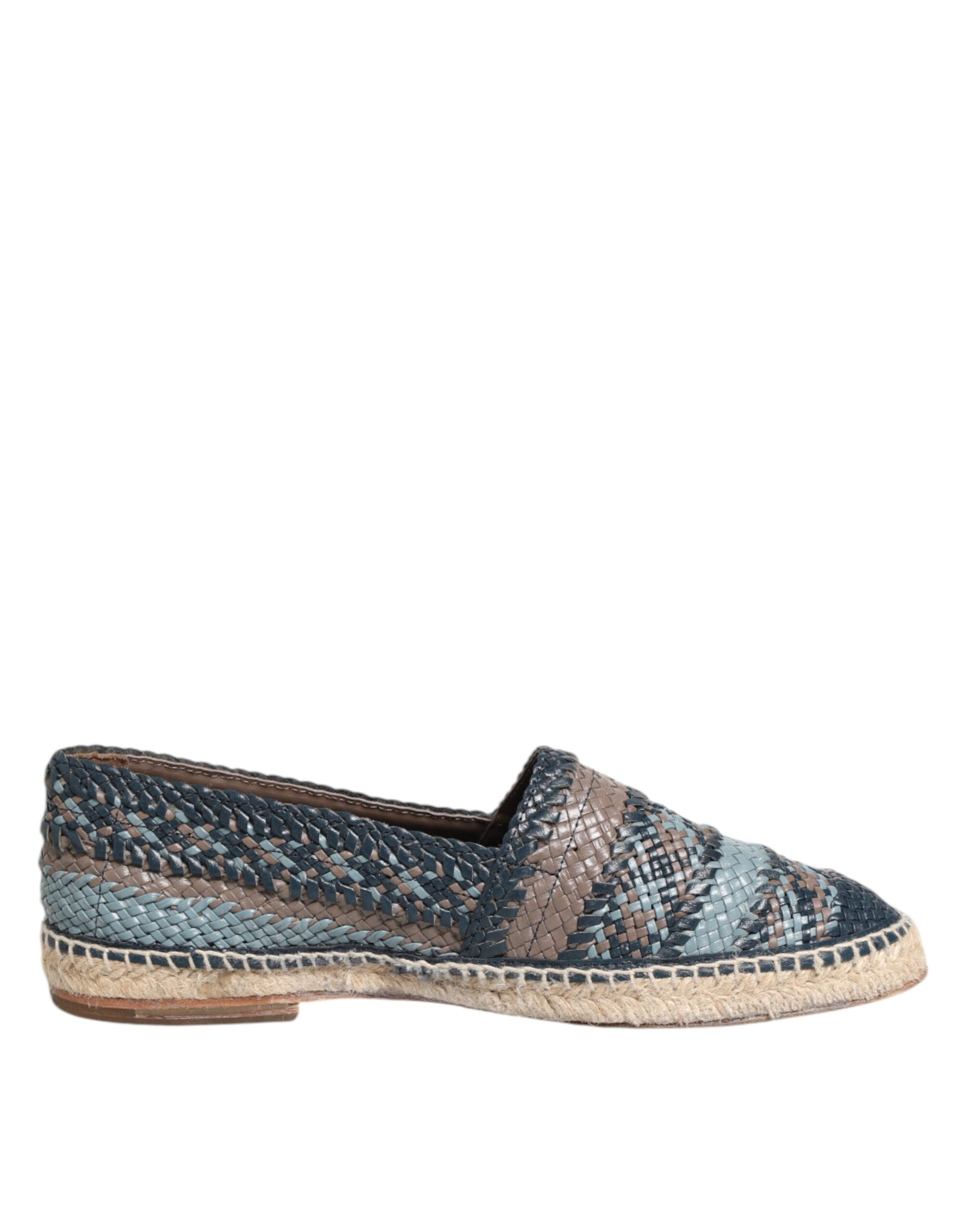Dolce & Gabbana Dolce & Gabbana Blue Gray Woven Leather Buffalo Espadrille Men's Shoes