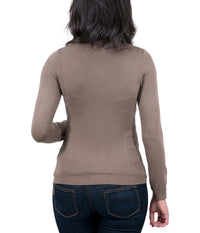 Real Cashmere Brown Crewneck Cashmere Blend WomensSweater