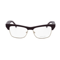 Bottega Veneta Eyeglasses Square Full Rim, Burgundy/Gold Frame and Clear Demo Lens Lens BV1100O003