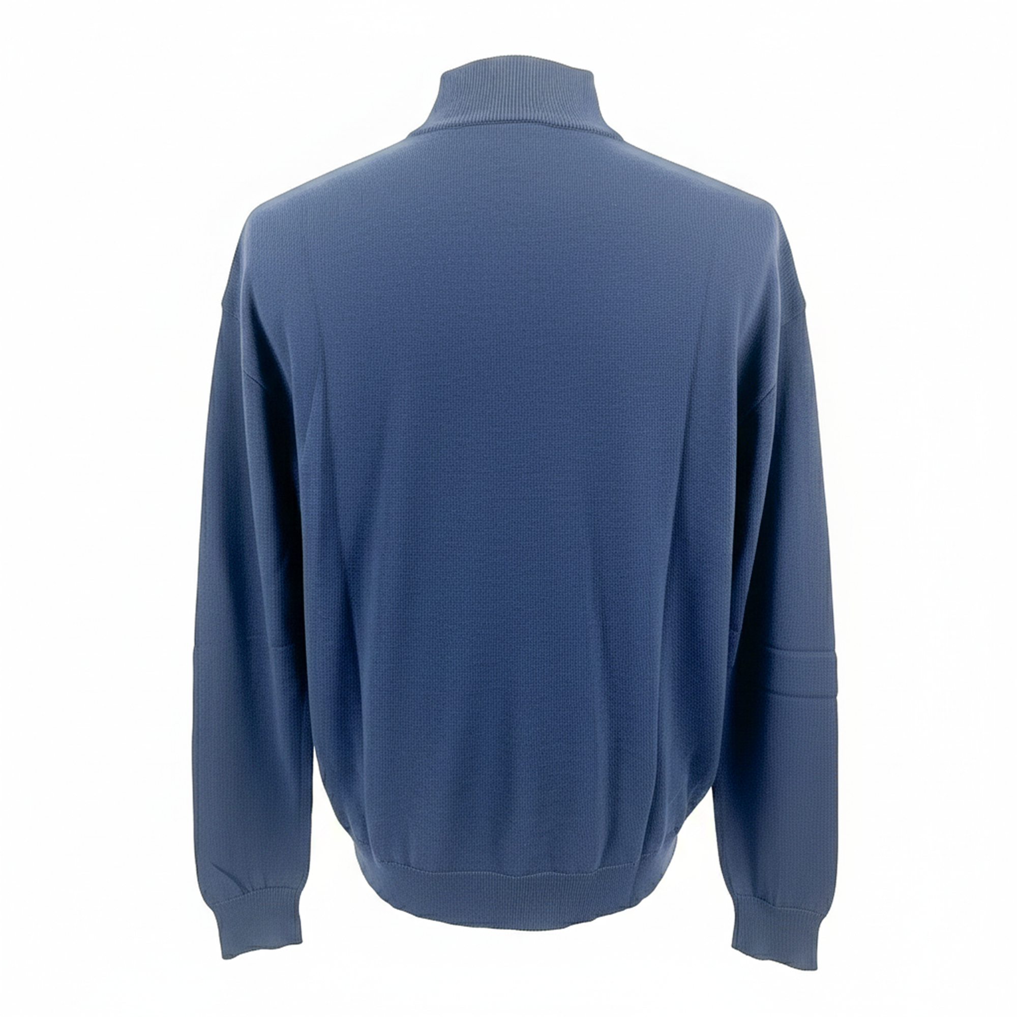 Cotton-Modal Blend Mock Neck Big Mens Navy Blue Sweater by Real Cashmere
