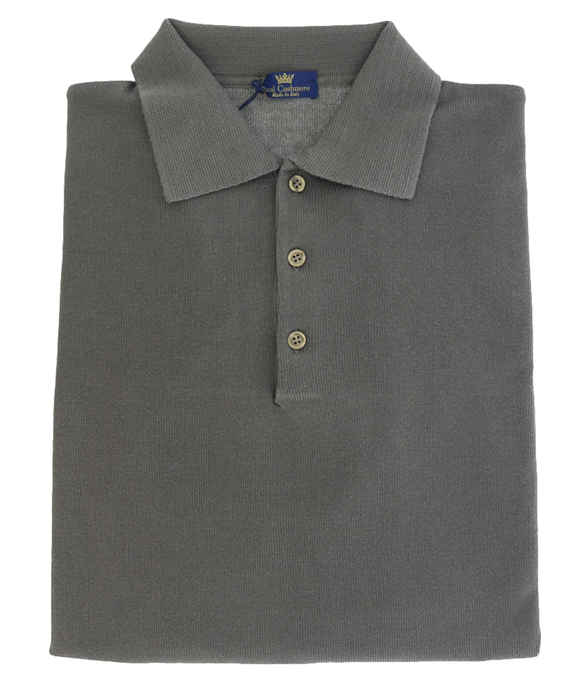 Cotton-Modal Blend Polo Big Mens Taupe Sweater by Real Cashmere