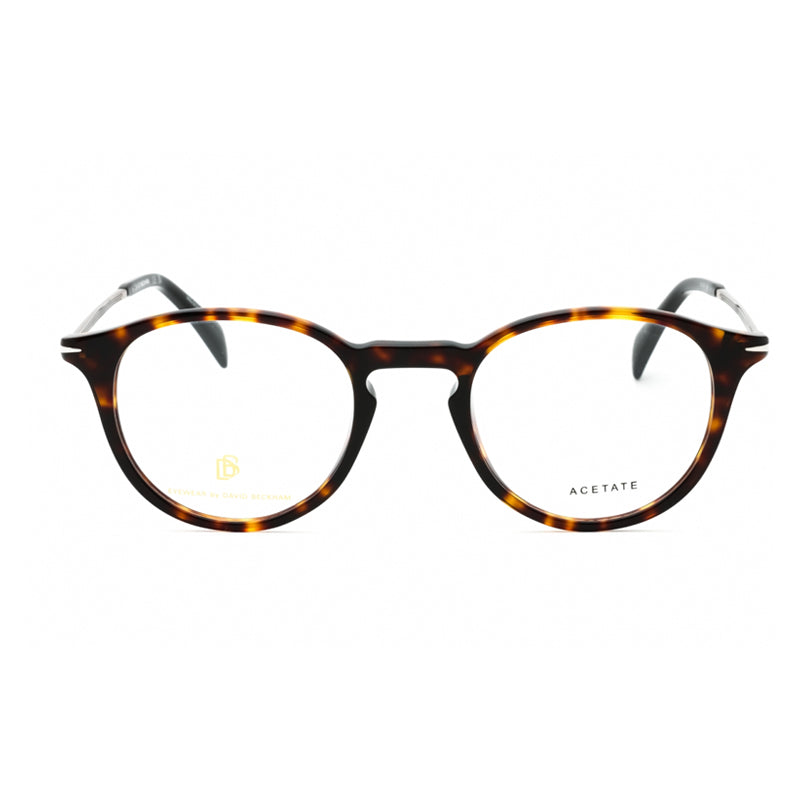 David Beckham David Beckham Eyeglasses Round Full Rim, Grey Horn Frame and Clear Demo Lenses Lens DB104902W800