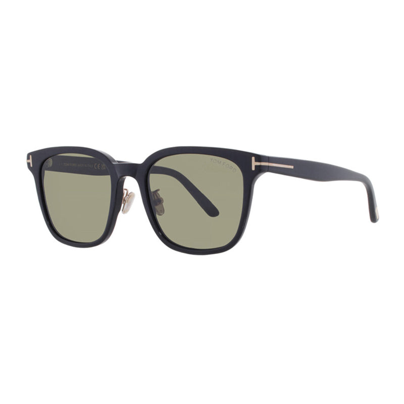 Tom Ford Sunglasses Square Full Rim, Shiny Black Frame and Green Lens FT1135-K01N