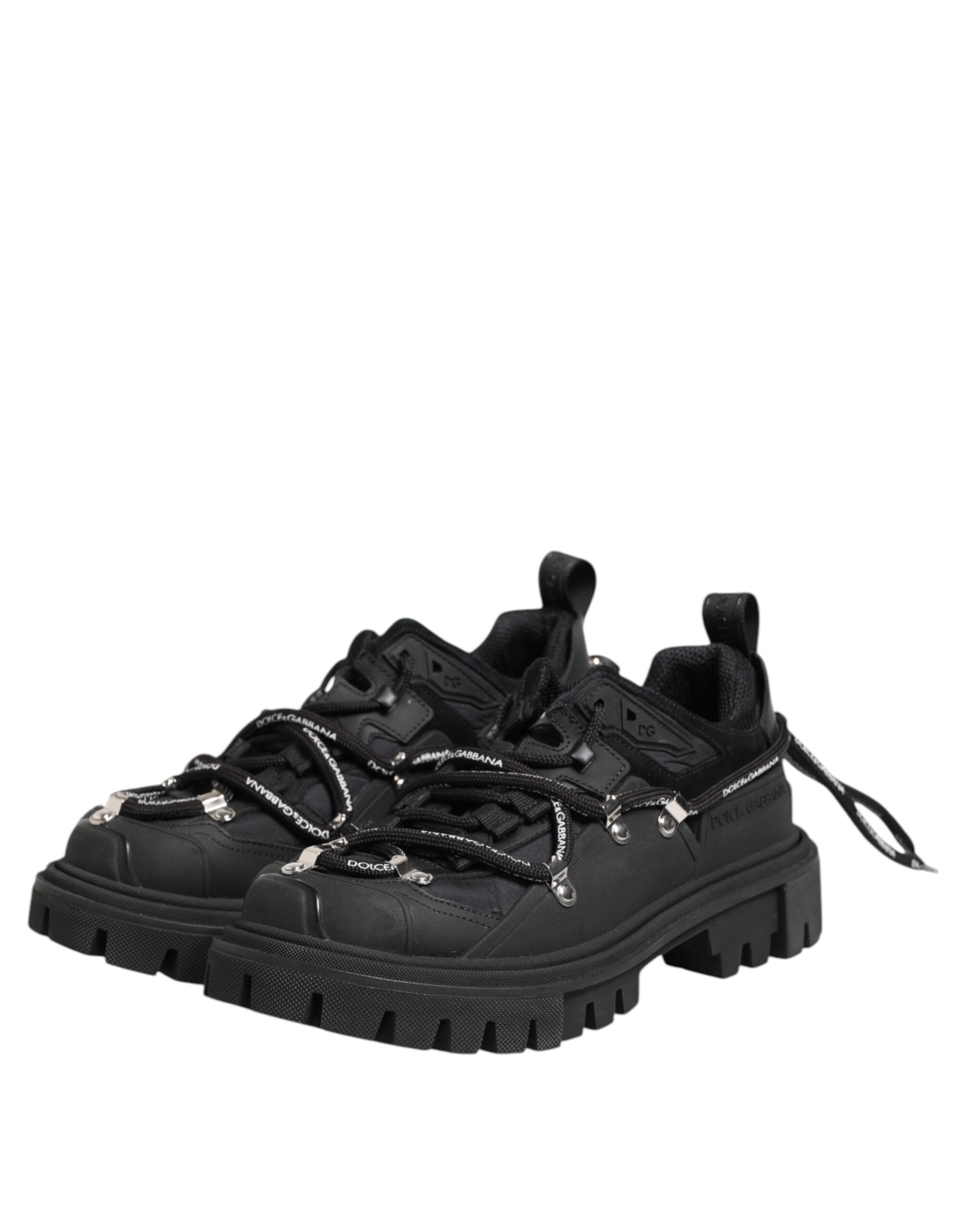 Dolce & Gabbana Black Low Top Lace Up Trekking Sneakers Men's Shoes