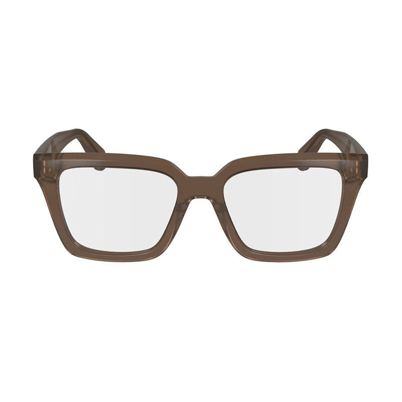 Salvatore Ferragamo Eyeglasses Square Full Rim, Transparent Khaki Frame and Clear Demo Lenses Lens SF2985320