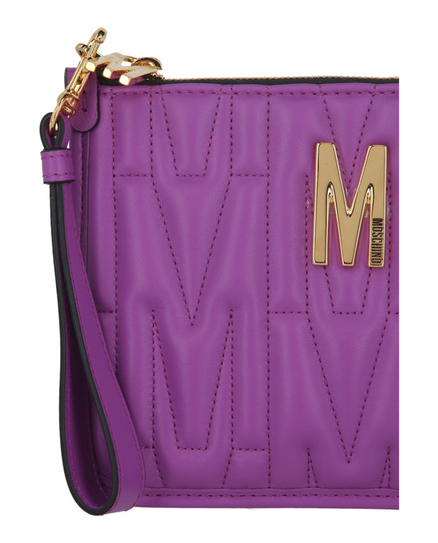 Moschino Womens Quilted 'M' Logo Wristlet