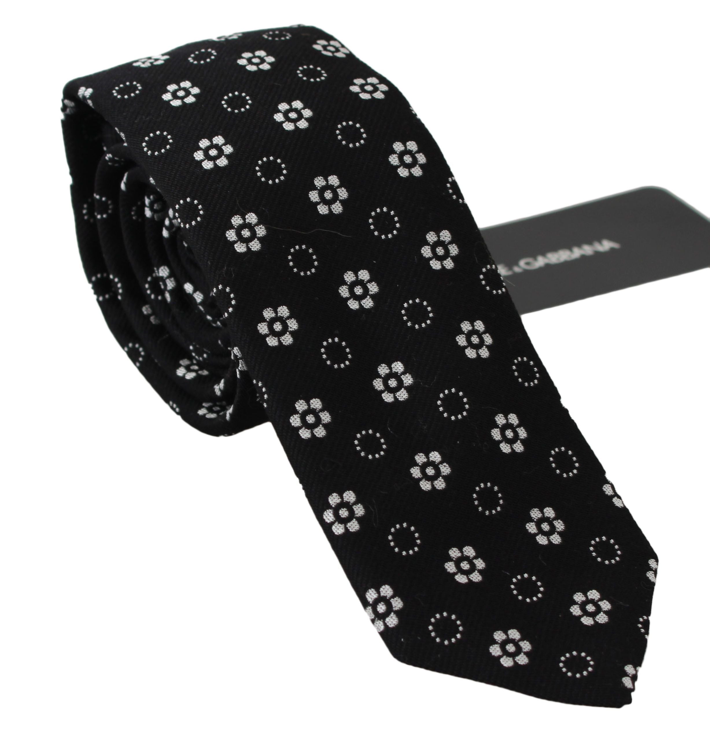 Dolce & Gabbana Dolce & Gabbana Black 100% Silk Floral Print Print Classic Men's Tie