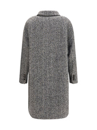 Brunello Cucinelli Women Double-Breasted Wool And Alpaca Blend Coat With Sequins