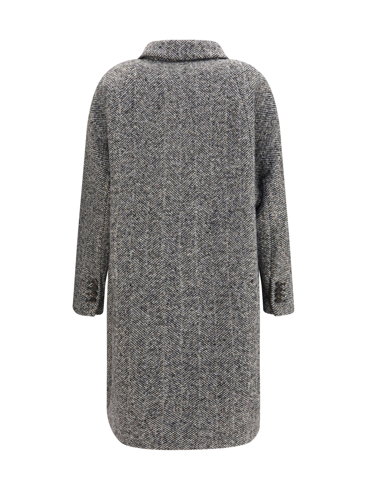 Brunello Cucinelli Women Double-Breasted Wool And Alpaca Blend Coat With Sequins