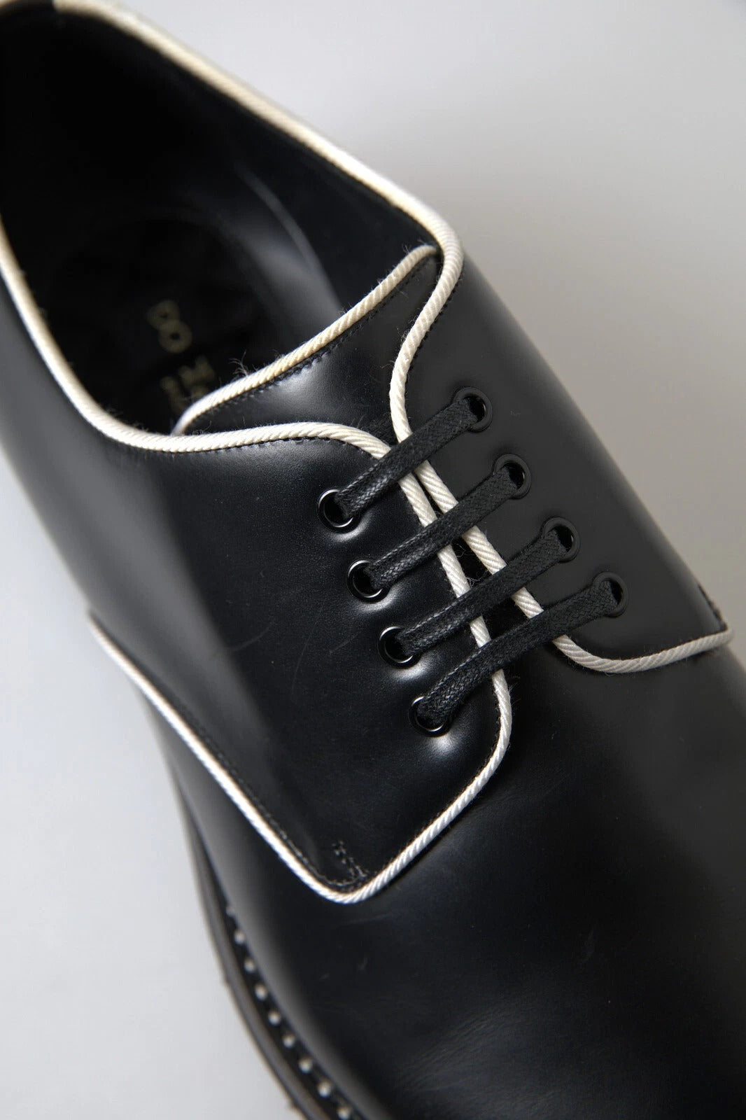 Dolce & Gabbana Dolce & Gabbana Black White Leather Formal Dress Men's Shoes