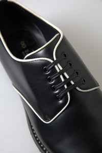 Dolce & Gabbana Dolce & Gabbana Black White Leather Formal Dress Men's Shoes