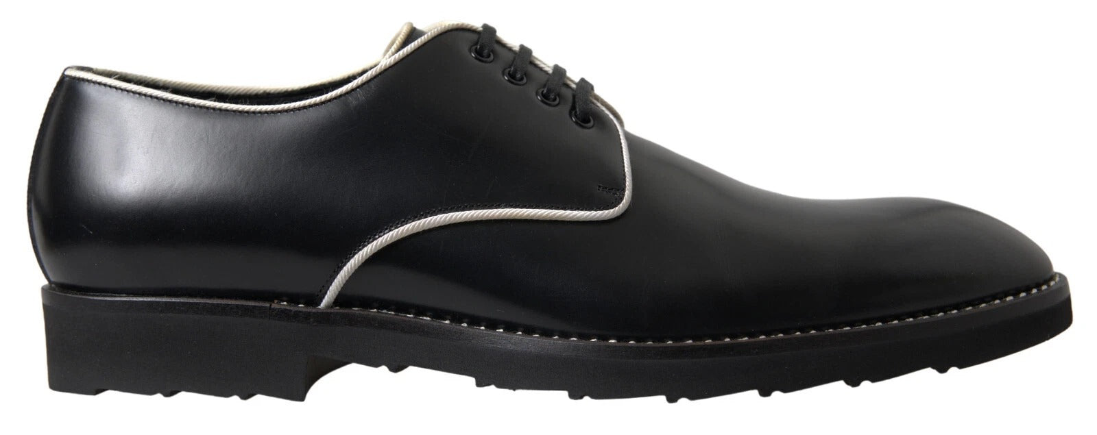 Dolce & Gabbana Dolce & Gabbana Black White Leather Formal Dress Men's Shoes