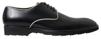 Dolce & Gabbana Dolce & Gabbana Black White Leather Formal Dress Men's Shoes
