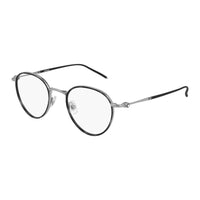 Montblanc Eyeglasses Square Full Rim, Grey/Silver Frame and Clear Demo Lens Lens MB0162O002
