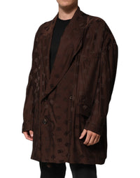 Dolce & Gabbana Brown Polyester Logo Monogram Coat Men's Jacket