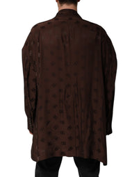 Dolce & Gabbana Brown Polyester Logo Monogram Coat Men's Jacket