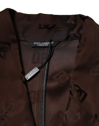 Dolce & Gabbana Brown Polyester Logo Monogram Coat Men's Jacket