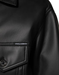 Dolce & Gabbana Black Polyester Button Down Biker Men's Jacket
