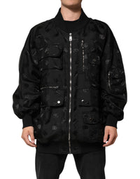Dolce & Gabbana Black Cargo Windbraker Logo Mania Men's Jacket