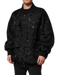 Dolce & Gabbana Black Cargo Windbraker Logo Mania Men's Jacket