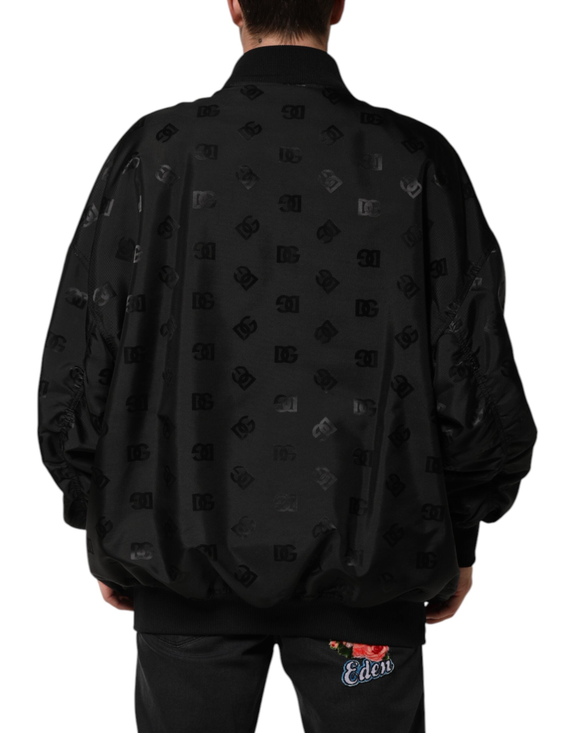 Dolce & Gabbana Black Cargo Windbraker Logo Mania Men's Jacket