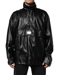 Dolce & Gabbana Black Polyester Logo Plaque Bomber Men's Jacket