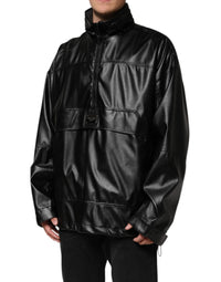 Dolce & Gabbana Black Polyester Logo Plaque Bomber Men's Jacket