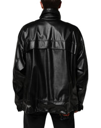 Dolce & Gabbana Black Polyester Logo Plaque Bomber Men's Jacket