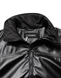 Dolce & Gabbana Black Polyester Logo Plaque Bomber Men's Jacket