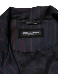 Dolce & Gabbana Blue Red Striped Logo Plaque Full Zip Men's Jacket