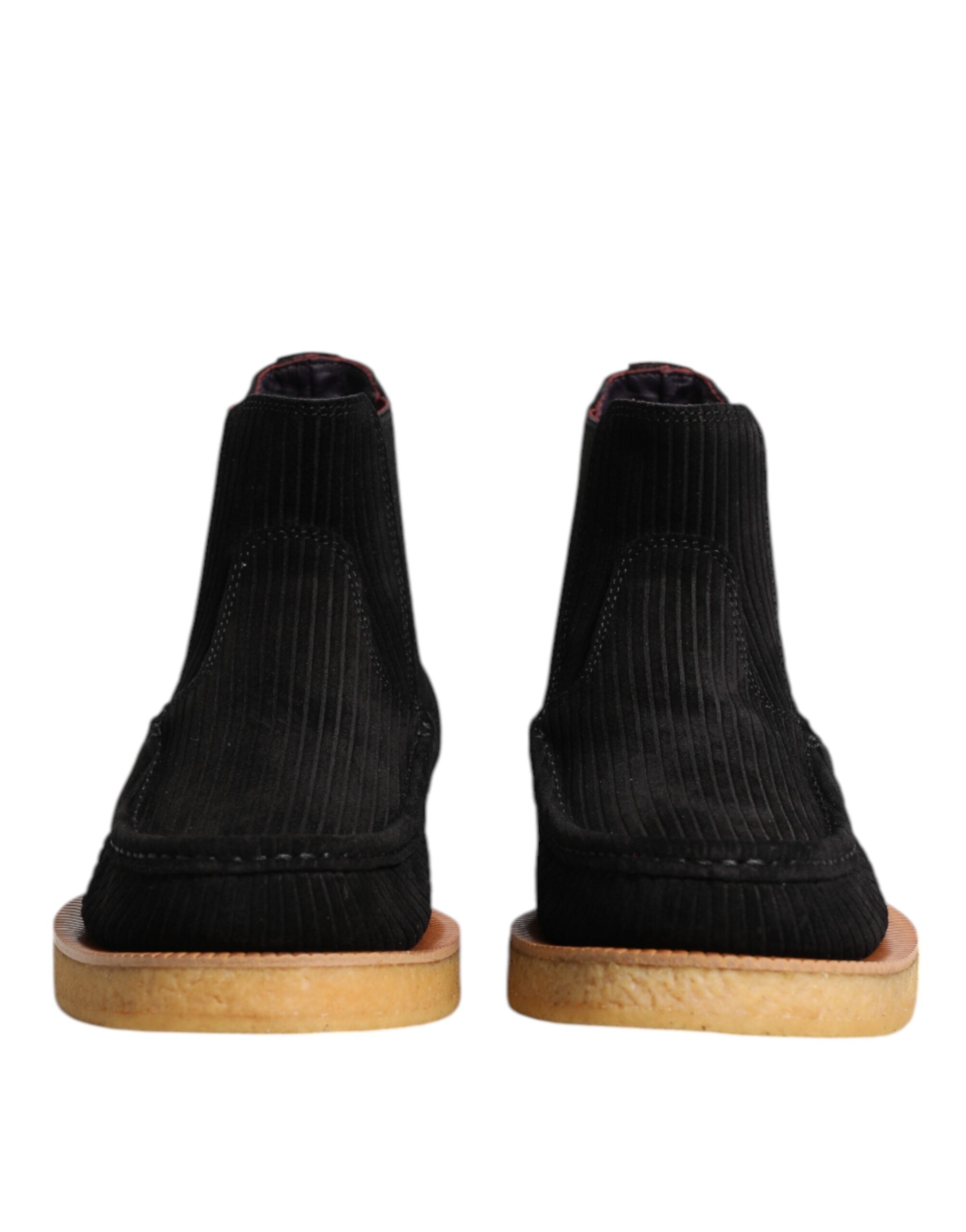 Dolce & Gabbana Black Calf Suede Slip On Ankle Boots Men's Shoes